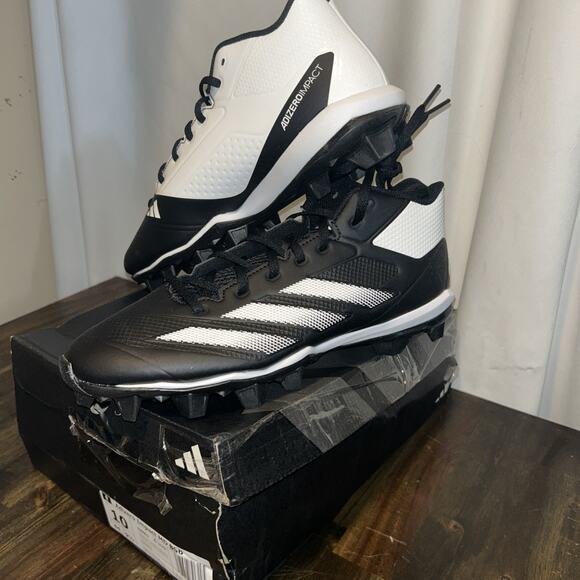 New adidas Adizero Impact MD BSB Sz 10 Baseball Molded Cleats Black They R Fire! - Picture 1 of 11